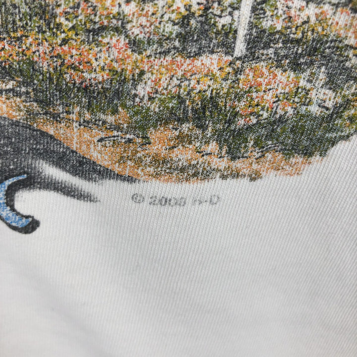 2000'S Harley-Davidson Fire Pattern Long Sleeve T-Shirt, Made in USA, Men's Size XL cotton white type Vintage Second Hand