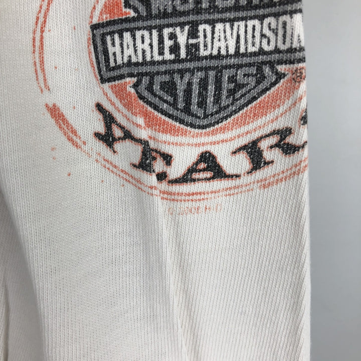 2000'S Harley-Davidson Fire Pattern Long Sleeve T-Shirt, Made in USA, Men's Size XL cotton white type Vintage Second Hand