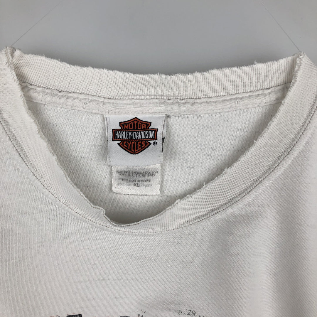 2000'S Harley-Davidson Fire Pattern Long Sleeve T-Shirt, Made in USA, Men's Size XL cotton white type Vintage Second Hand