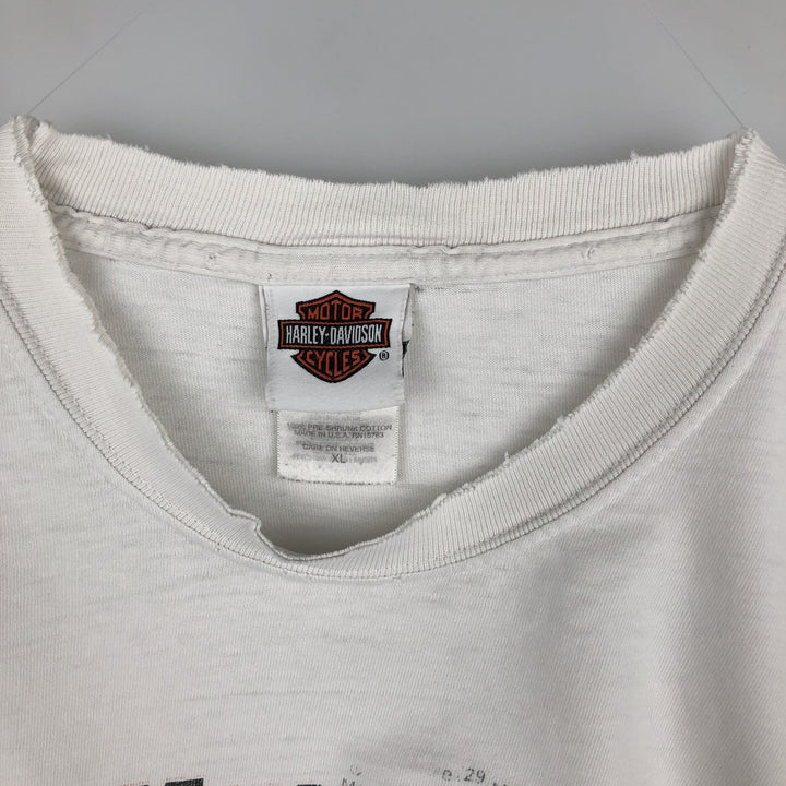 2000'S Harley-Davidson Fire Pattern Long Sleeve T-Shirt, Made in USA, Men's Size XL cotton white type Vintage Second Hand