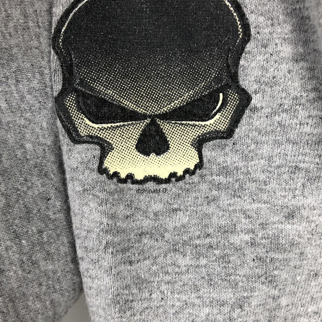 2000'S Harley-Davidson Fire Pattern Skull Pattern Long-Sleeve T-Shirt (Men's XXL equivalent) unclear gray type Vintage Second Hand
