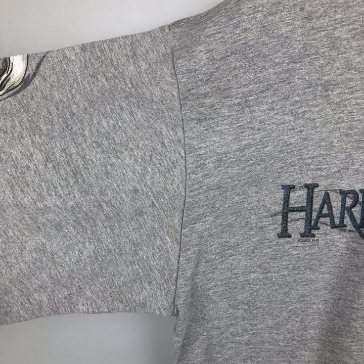 2000'S Harley-Davidson Skull Pattern Motorcycle Long-Sleeve T-Shirt, Made in USA, Men's XL equivalent. cotton gray type Vintage Second Hand
