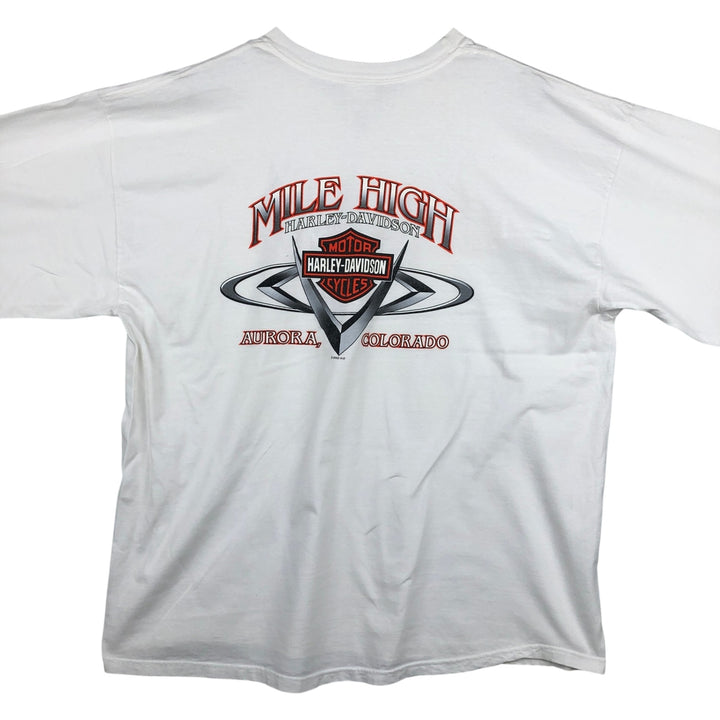 00'S Harley-Davidson Fire Pattern Long Sleeve T-Shirt Made in USA Men's XXL cotton white type Vintage Second Hand