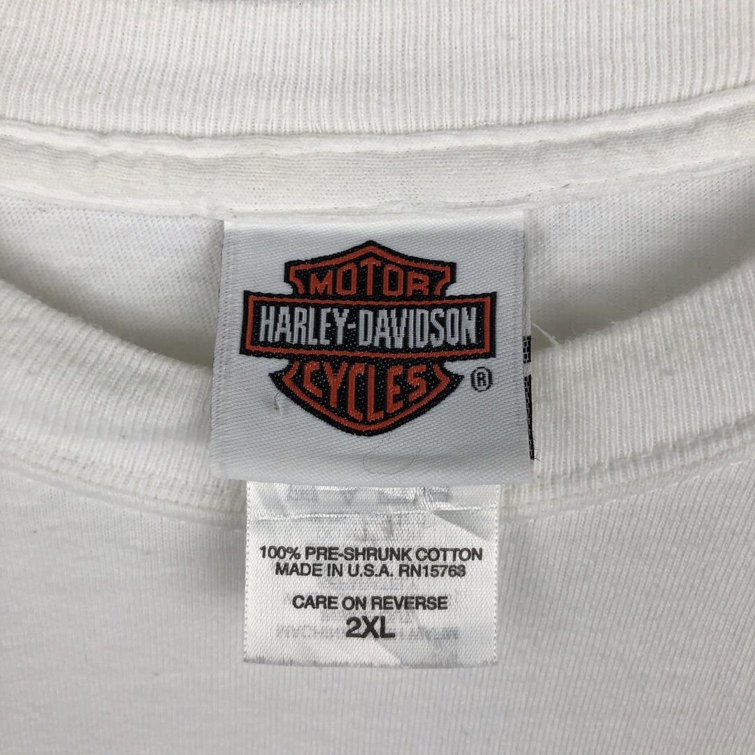 00'S Harley-Davidson Fire Pattern Long Sleeve T-Shirt Made in USA Men's XXL cotton white type Vintage Second Hand