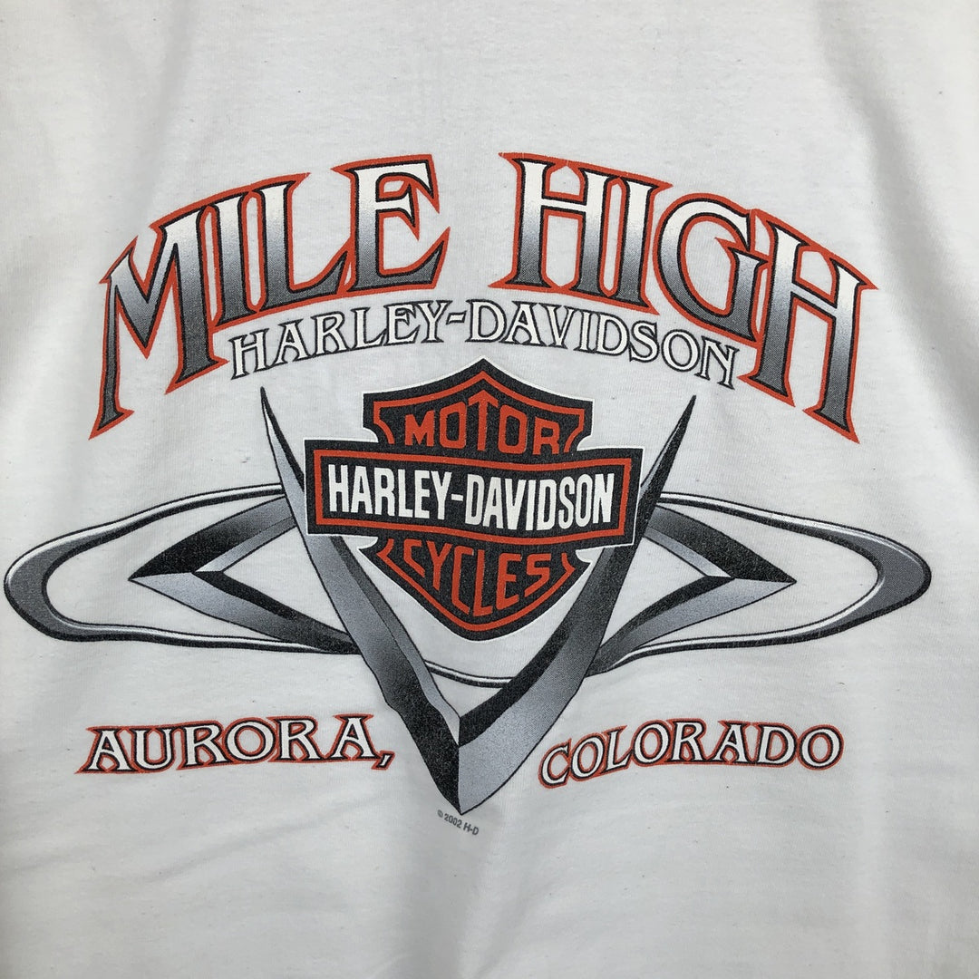 00'S Harley-Davidson Fire Pattern Long Sleeve T-Shirt Made in USA Men's XXL cotton white type Vintage Second Hand
