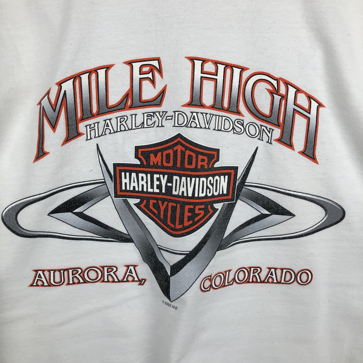 00'S Harley-Davidson Fire Pattern Long Sleeve T-Shirt Made in USA Men's XXL cotton white type Vintage Second Hand