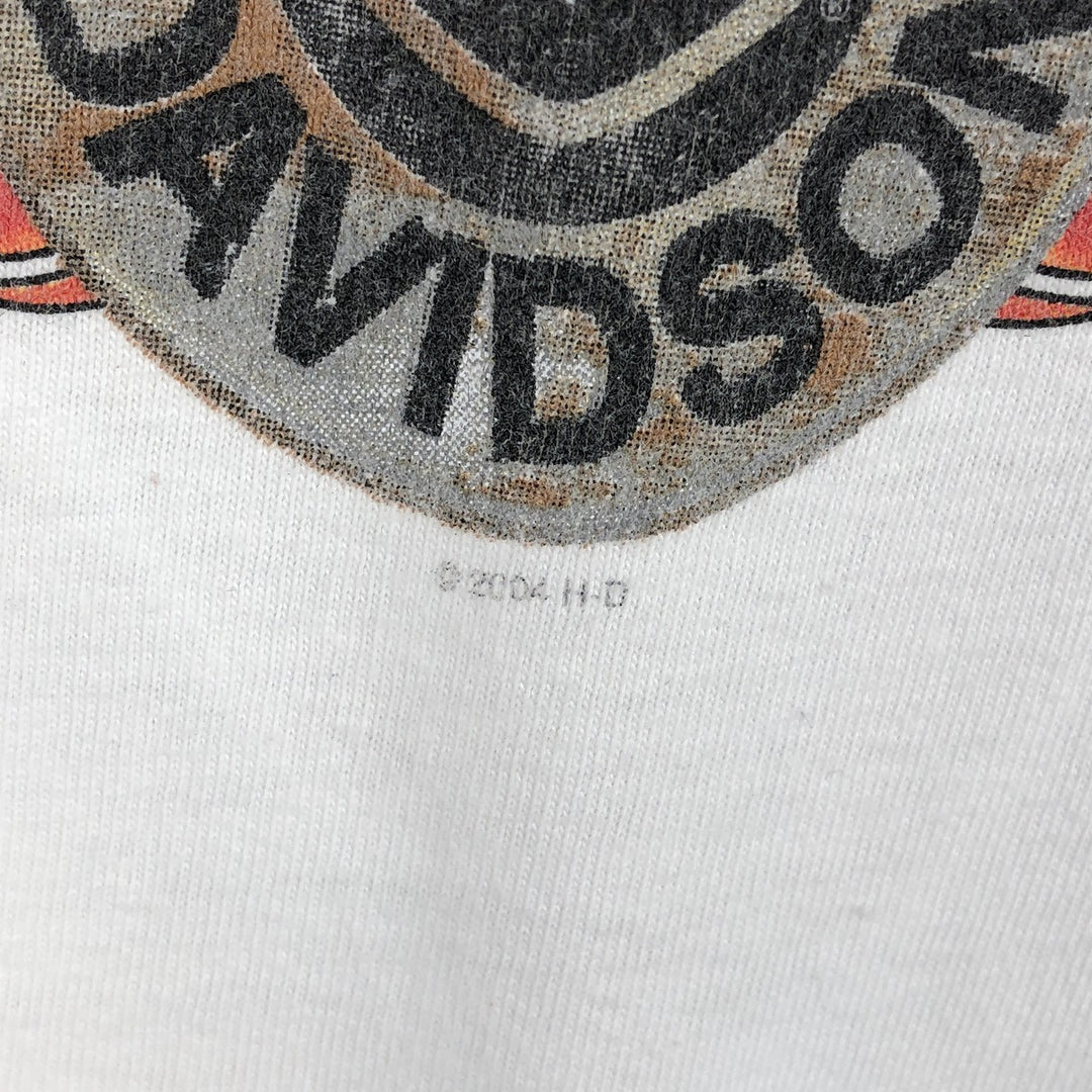 00'S Harley-Davidson Fire Pattern Long Sleeve T-Shirt Made in USA Men's XXL cotton white type Vintage Second Hand