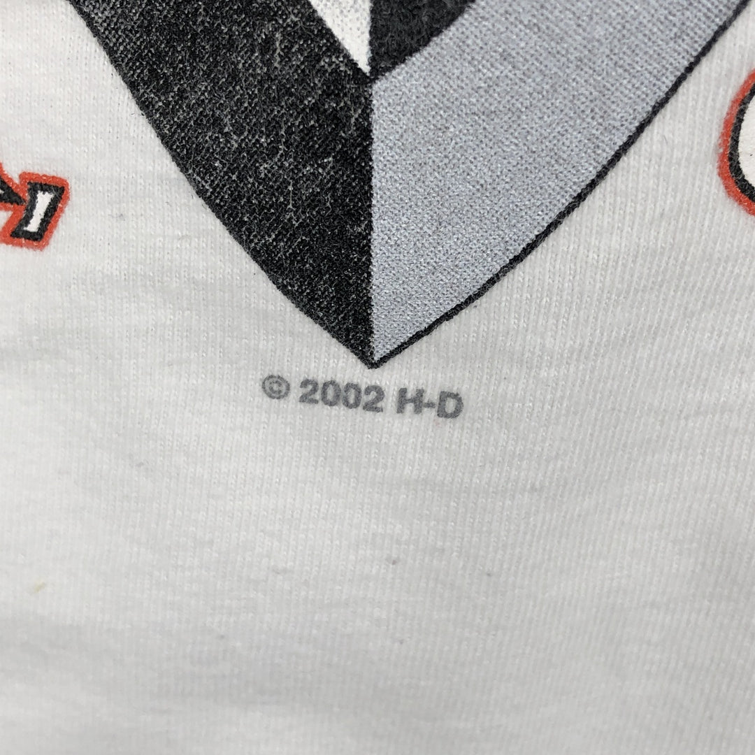 00'S Harley-Davidson Fire Pattern Long Sleeve T-Shirt Made in USA Men's XXL cotton white type Vintage Second Hand