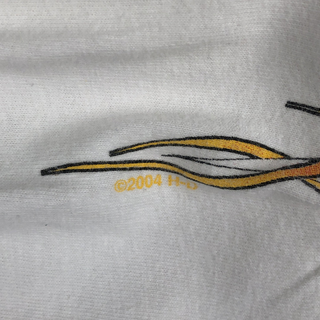 00'S Harley-Davidson Fire Pattern Long Sleeve T-Shirt Made in USA Men's XXL cotton white type Vintage Second Hand