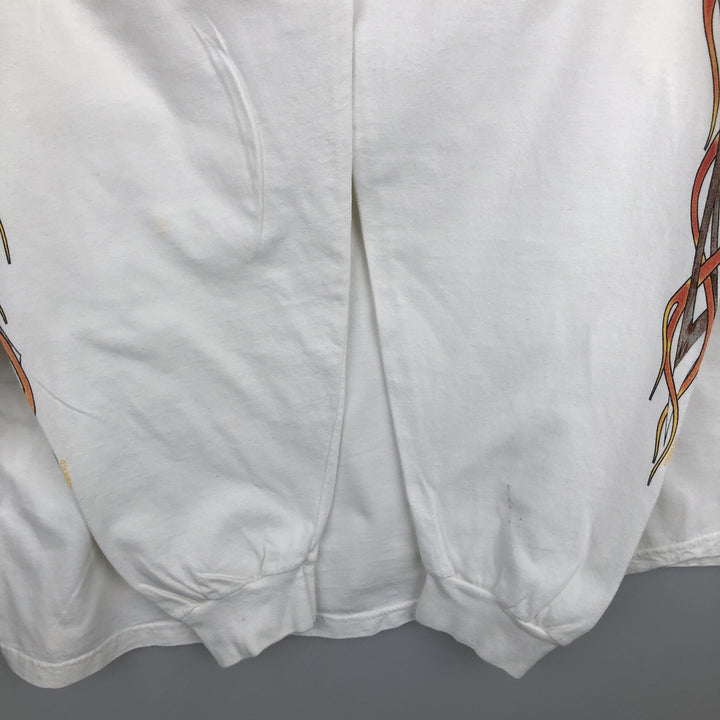 00'S Harley-Davidson Fire Pattern Long Sleeve T-Shirt Made in USA Men's XXL cotton white type Vintage Second Hand