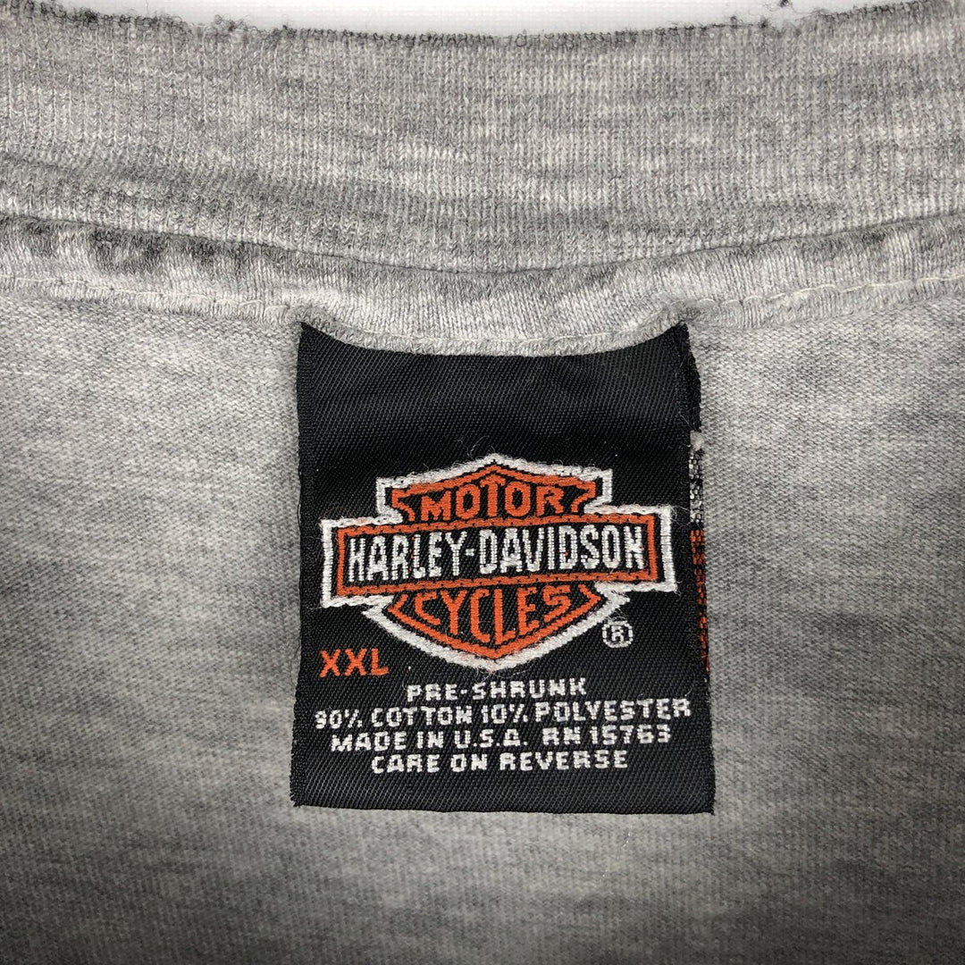Hanes Harley-Davidson Eagle Pattern Long-Sleeve T-Shirt, Made in USA, Men's XXL equivalent. cotton gray type Vintage Second Hand