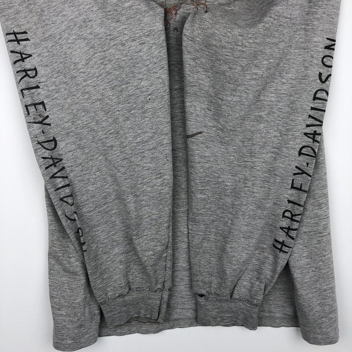 Hanes Harley-Davidson Eagle Pattern Long-Sleeve T-Shirt, Made in USA, Men's XXL equivalent. cotton gray type Vintage Second Hand