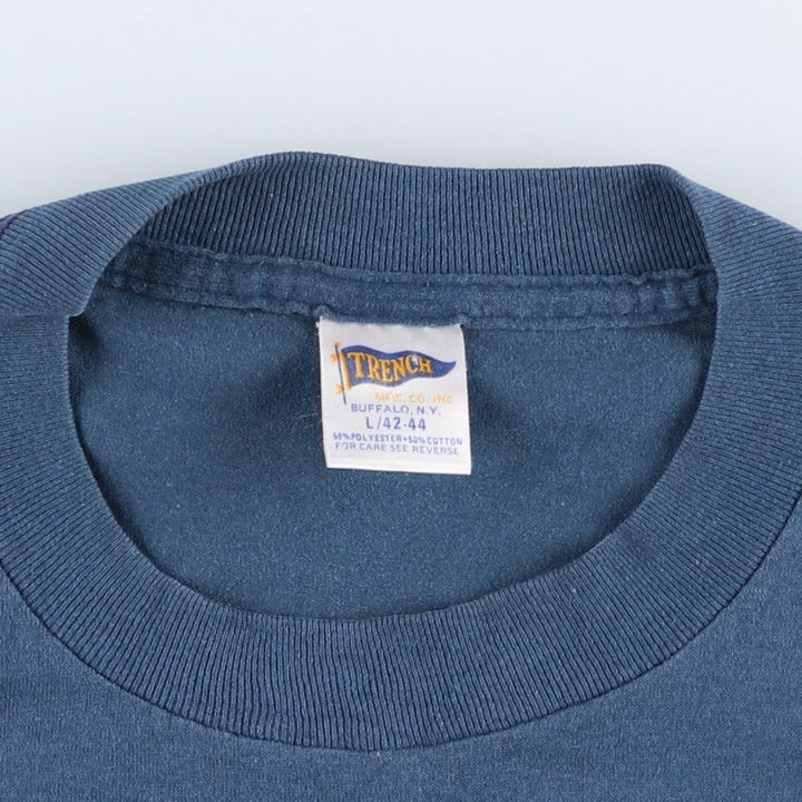 80'S TRENCH MLB NEW YORK YANKEES Sports Print T-Shirt, Made in USA, Men's Size L (Equivalent), Vintage cotton Navy blue Vintage Second Hand