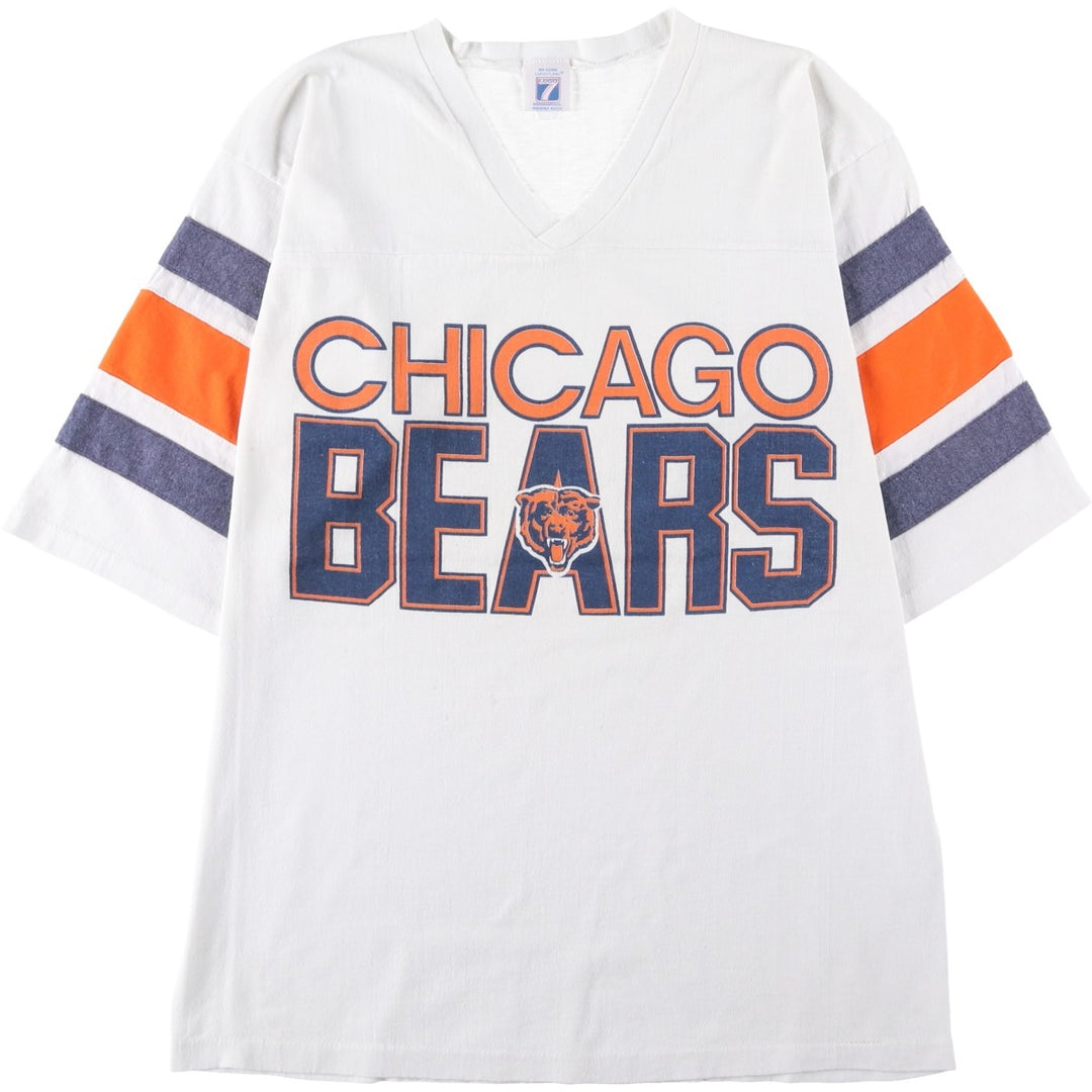 90'S Logo 7 NFL Chicago Bears 3/4 Sleeve Football T-Shirt, Made in USA, Men's Size M (Equivalent), Vintage unclear white type Vintage Second Hand