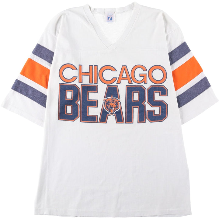 90'S Logo 7 NFL Chicago Bears 3/4 Sleeve Football T-Shirt, Made in USA, Men's Size M (Equivalent), Vintage unclear white type Vintage Second Hand
