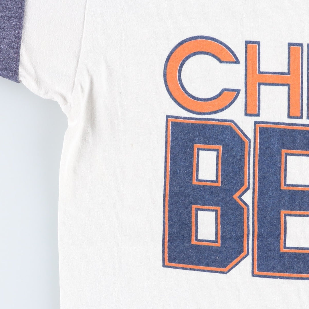90'S Logo 7 NFL Chicago Bears 3/4 Sleeve Football T-Shirt, Made in USA, Men's Size M (Equivalent), Vintage unclear white type Vintage Second Hand