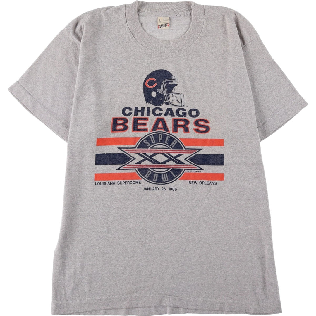 80'S Screen Stars NFL Chicago Bears Sports Print T-Shirt, Made in USA, Men's Size L (approx.), Vintage cotton gray type Vintage Second Hand