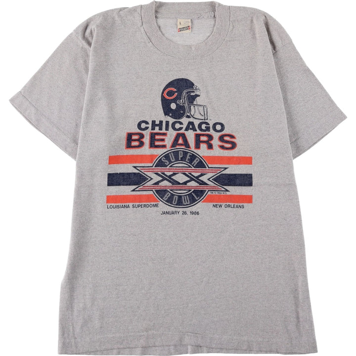 80'S Screen Stars NFL Chicago Bears Sports Print T-Shirt, Made in USA, Men's Size L (approx.), Vintage cotton gray type Vintage Second Hand