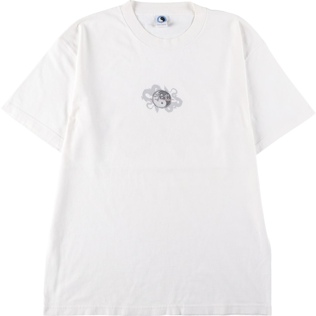 Town And Country Dragon Pattern Surf Skate T-Shirt, Made in USA, Men's Size L (approx.) cotton white type Vintage Second Hand