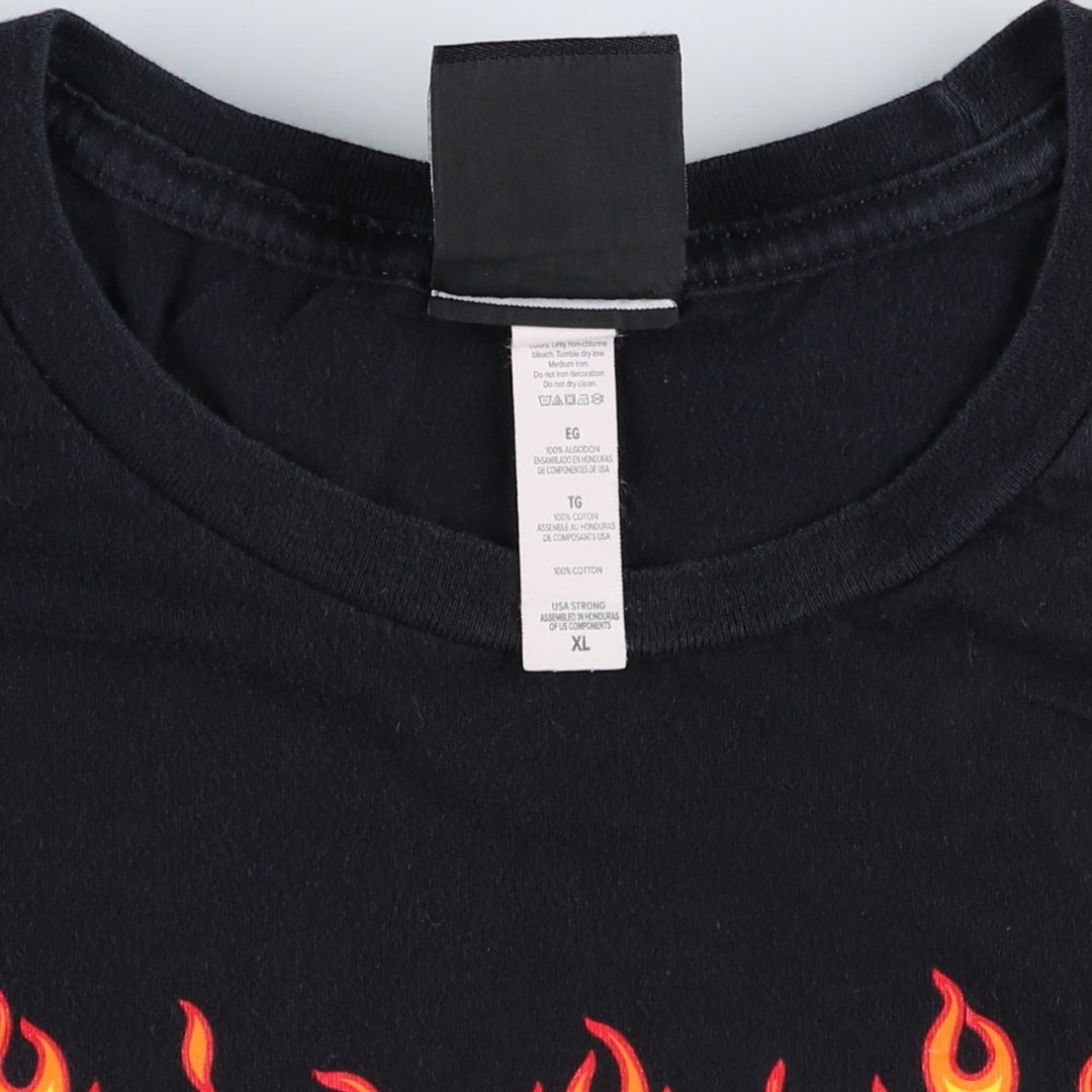 Thrasher Fire Pattern Logo Print T-Shirt, Men's Size XL (approx.) cotton black type Vintage Second Hand