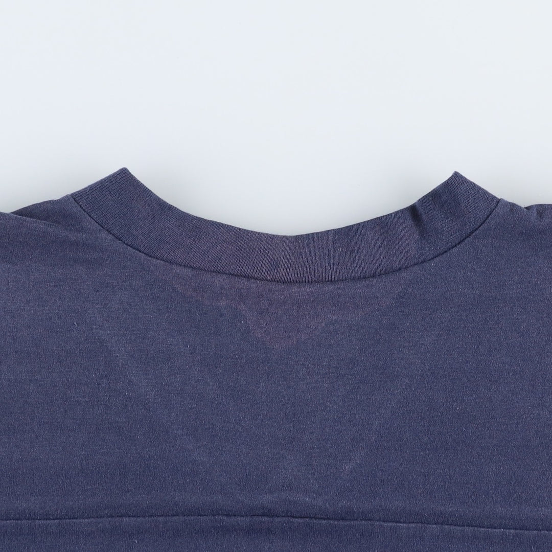 90'S TRENCH College V-neck Football 3/4 Sleeve T-shirt, Made in USA, Men's Size L (Equivalent), Vintage cotton navy blue type Vintage Second Hand