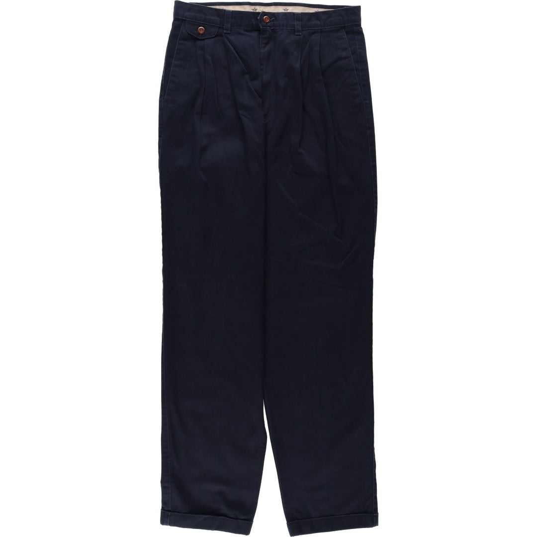 90'S Dockers/Levi's Loose Fit Two-Pleat Chino Pants, Made in USA, Men's Size W32 (approx.), Vintage cotton navy blue type Vintage Second Hand