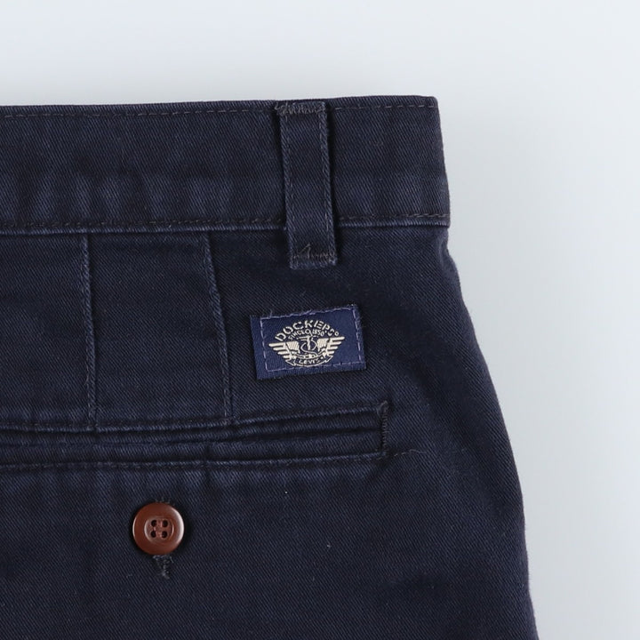 90'S Dockers/Levi's Loose Fit Two-Pleat Chino Pants, Made in USA, Men's Size W32 (approx.), Vintage cotton navy blue type Vintage Second Hand