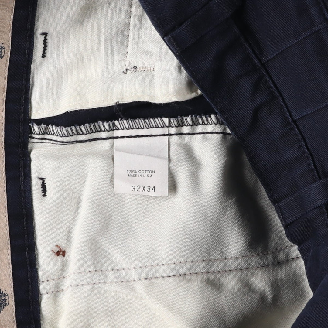 90'S Dockers/Levi's Loose Fit Two-Pleat Chino Pants, Made in USA, Men's Size W32 (approx.), Vintage cotton navy blue type Vintage Second Hand