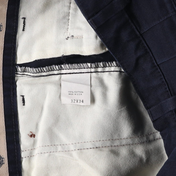 90'S Dockers/Levi's Loose Fit Two-Pleat Chino Pants, Made in USA, Men's Size W32 (approx.), Vintage cotton navy blue type Vintage Second Hand