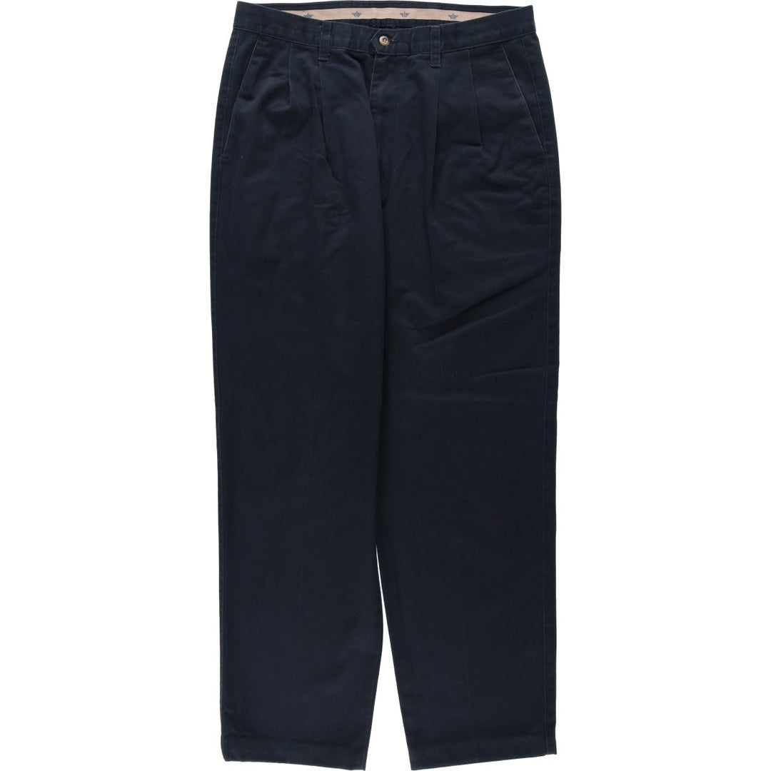 90'S Dockers/Levi's Classic Fit Two-Pleat Chino Pants, Made in USA, Men's Size W34 (approx.), Vintage cotton navy blue type Vintage Second Hand
