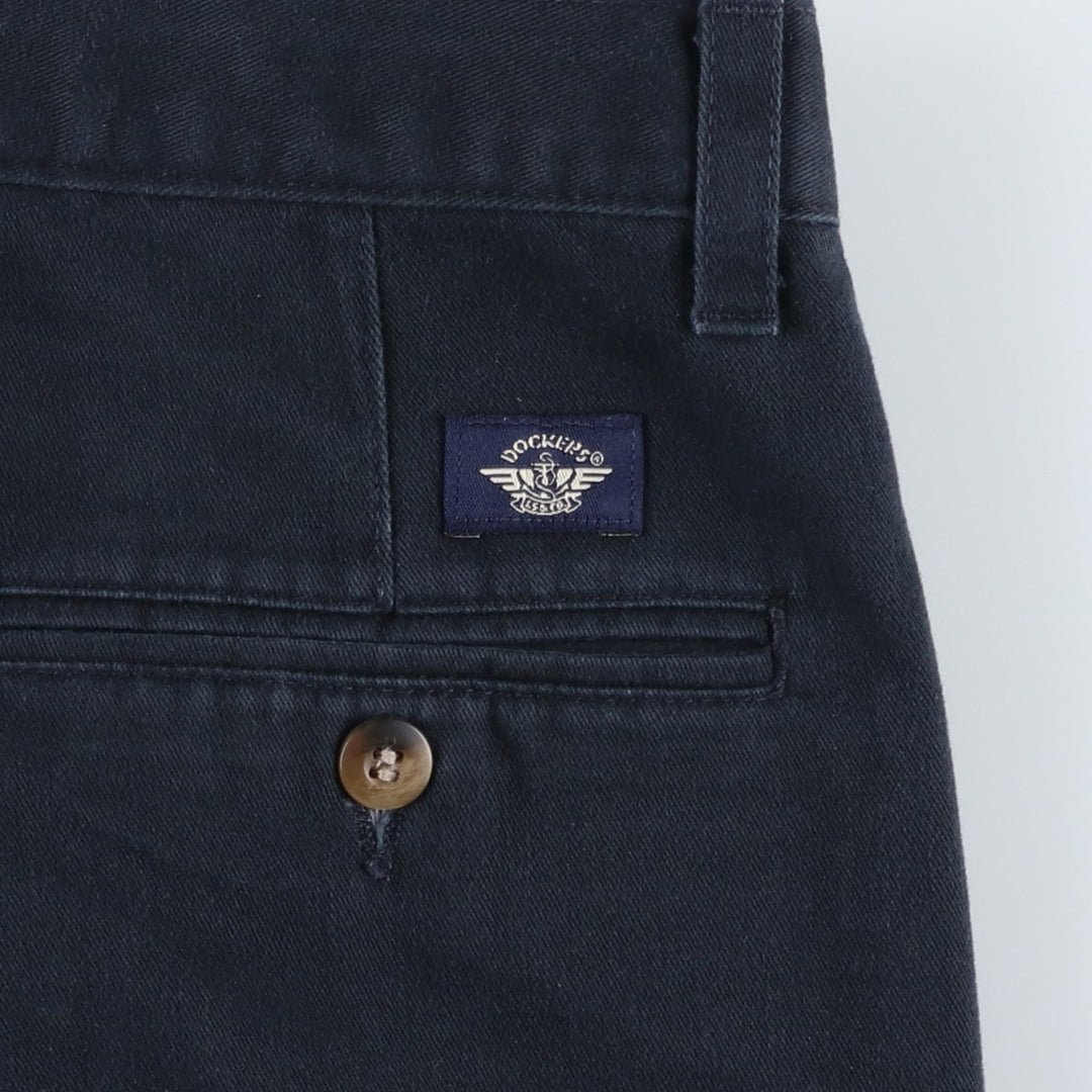 90'S Dockers/Levi's Classic Fit Two-Pleat Chino Pants, Made in USA, Men's Size W34 (approx.), Vintage cotton navy blue type Vintage Second Hand
