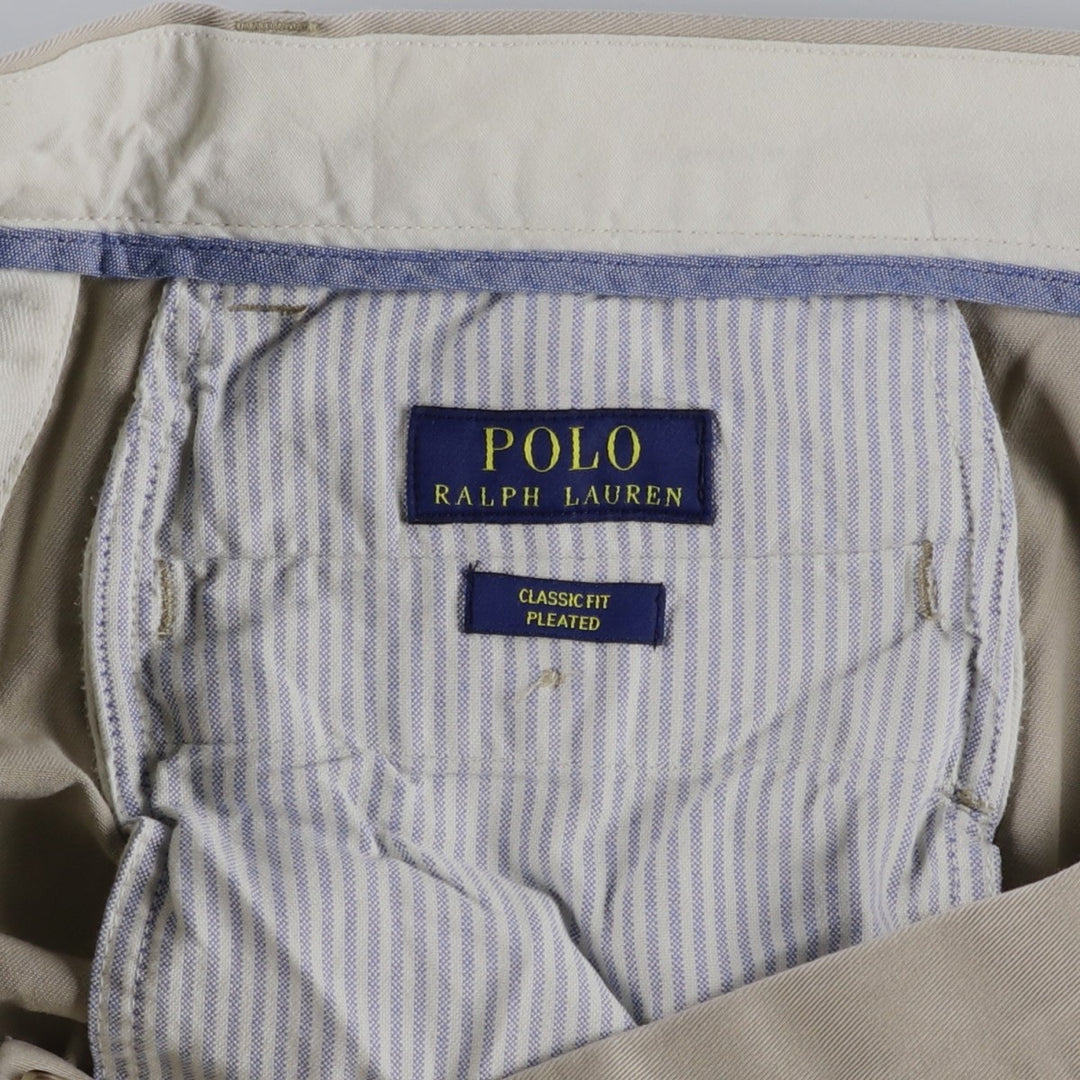 Ralph Lauren POLO RALPH LAUREN CLASSIC FIT PLEATED Two-Pleat Chino Pants, Men's Size W35 (approx.) cotton Beige type Vintage Second Hand