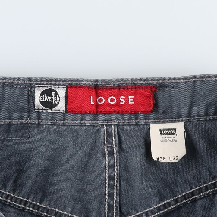 1990'S Levi's Silver Tab Loose Chino Pants, Made in USA, Men's Size W38 (approx.), Vintage cotton navy blue type Vintage Second Hand