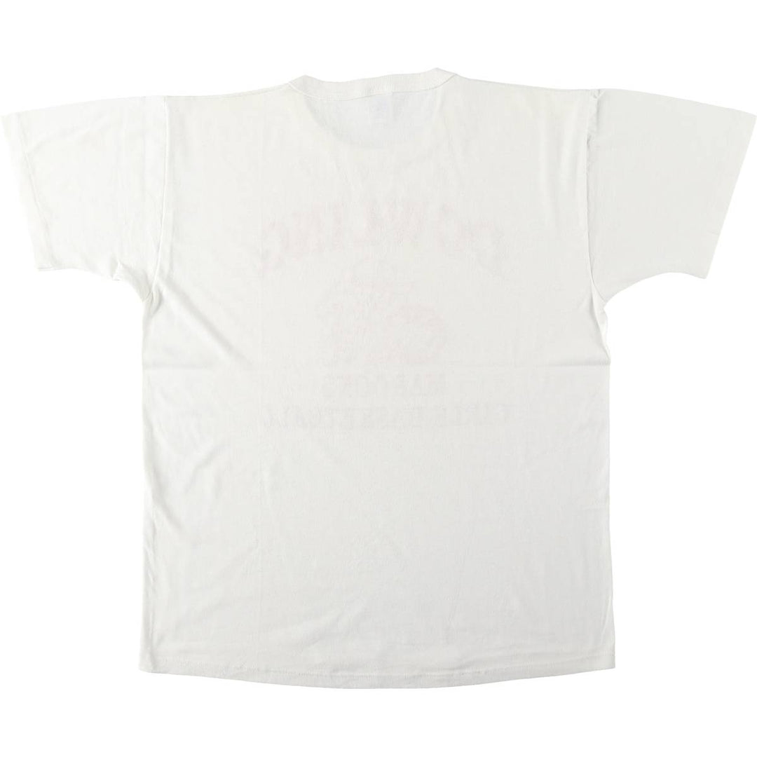 90'S Russell College T-shirt, Made in USA, Men's L size, Vintage polyester white type Vintage Second Hand