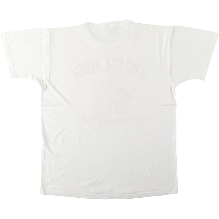 90'S Russell College T-shirt, Made in USA, Men's L size, Vintage polyester white type Vintage Second Hand
