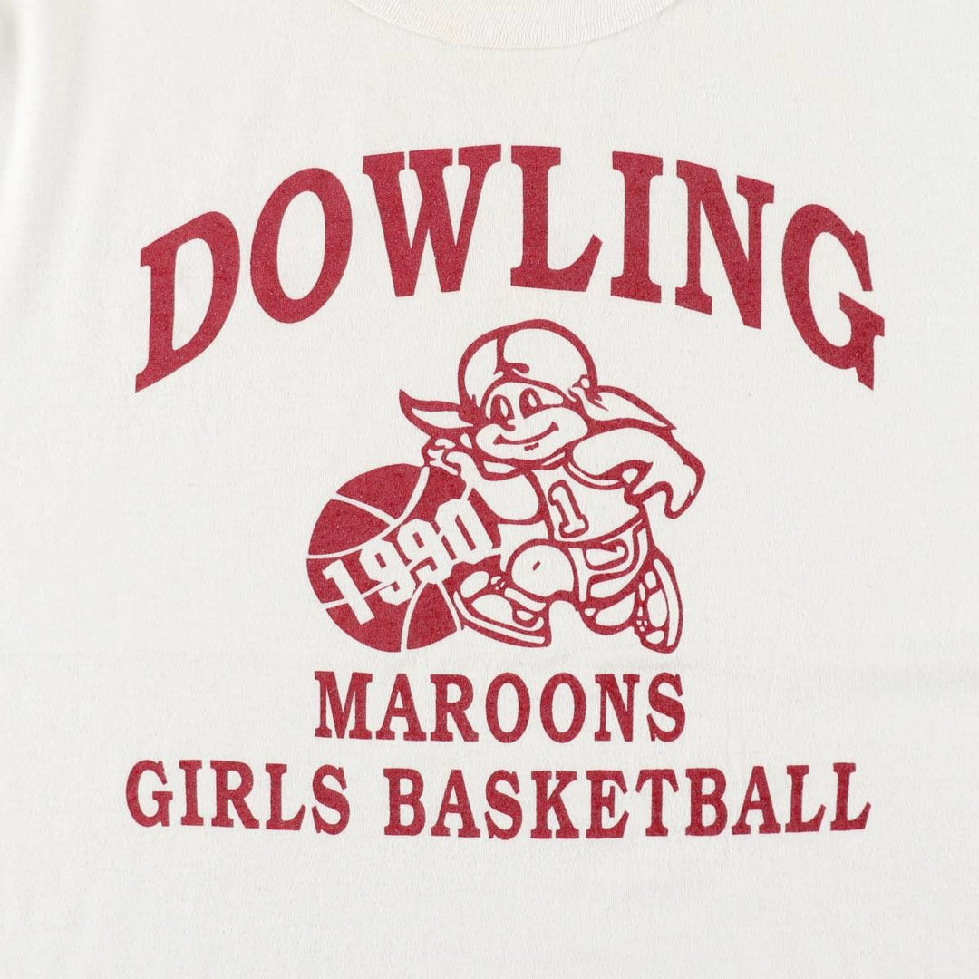 90'S Russell College T-shirt, Made in USA, Men's L size, Vintage polyester white type Vintage Second Hand