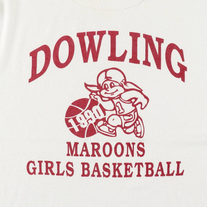 90'S Russell College T-shirt, Made in USA, Men's L size, Vintage polyester white type Vintage Second Hand