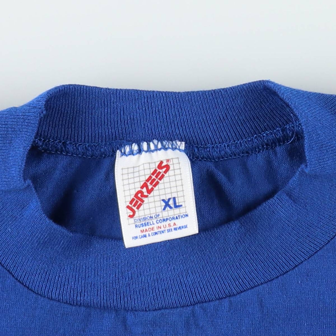 Vintage 80s-90'S Jerzees plain T-shirt, Made in USA, Men's XL cotton blue type Vintage Second Hand