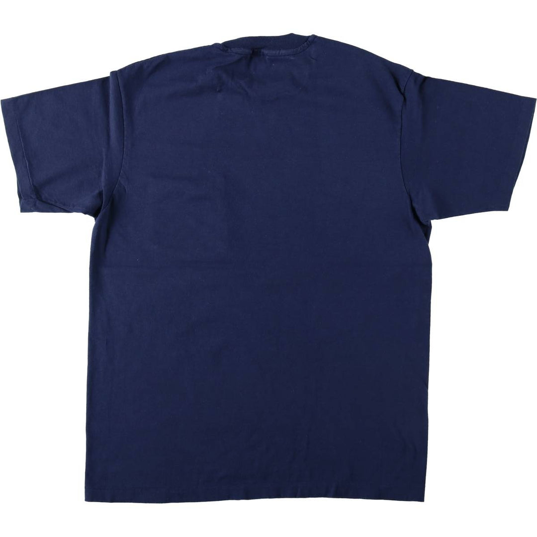 ~90'S Hanes plain pocket t-shirt, men's size L equivalent, vintage. cotton navy blue type Vintage Second Hand