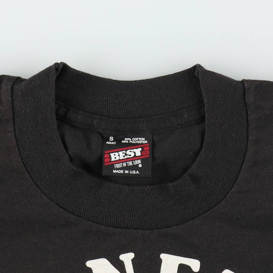 90'S Fruit of the Loom Print T-Shirt, Made in USA, Men's Size S (Equivalent), Vintage cotton black type Vintage Second Hand