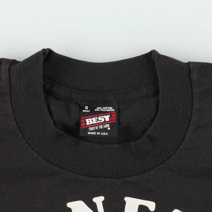 90'S Fruit of the Loom Print T-Shirt, Made in USA, Men's Size S (Equivalent), Vintage cotton black type Vintage Second Hand