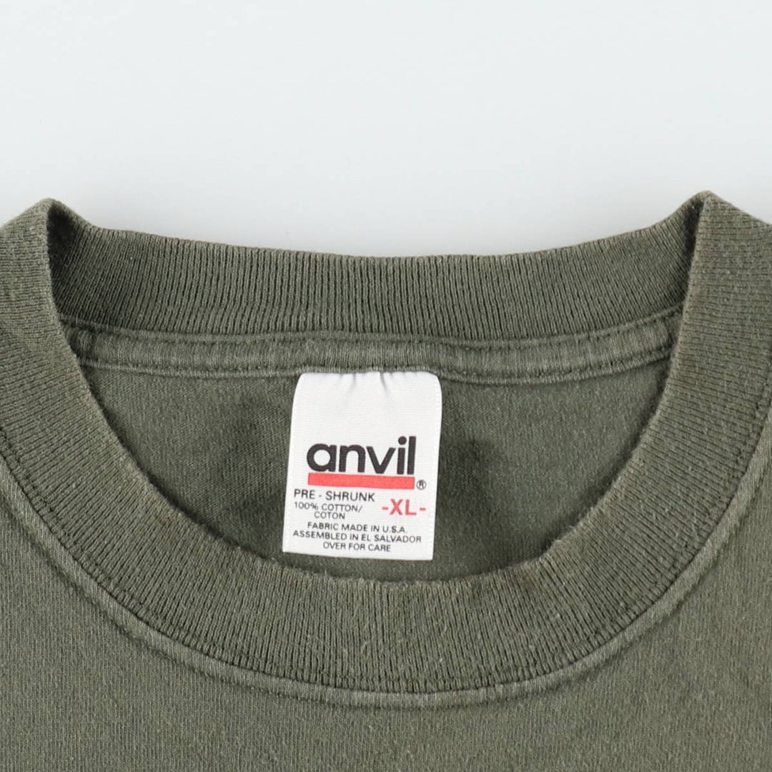 90'S Anvil Printed T-shirt, Men's XL, Vintage cotton Khaki type Vintage Second Hand