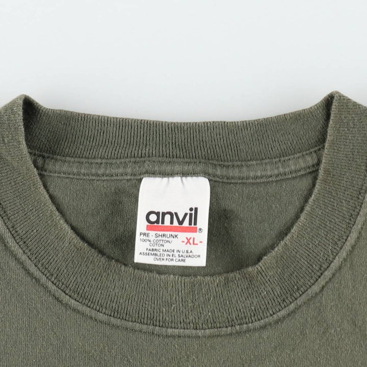 90'S Anvil Printed T-shirt, Men's XL, Vintage cotton Khaki type Vintage Second Hand