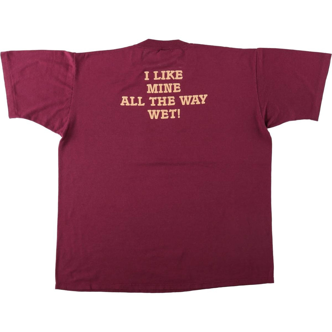 80s-90'S Jerzees HARD TIMES CAFE Print T-Shirt, Made in USA, Men's XL equivalent, Vintage cotton wine-red Vintage Second Hand