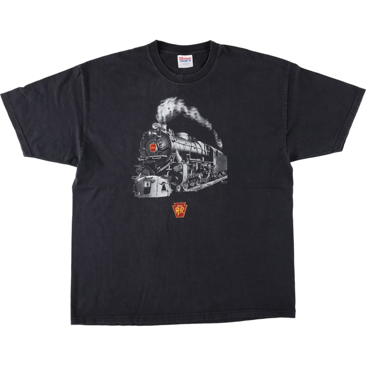 Hanes COMFORT-T Printed T-Shirt, Men's Size XL cotton black type Vintage Second Hand
