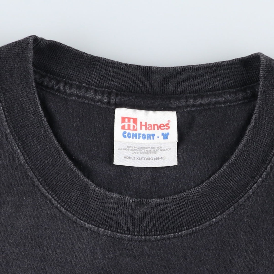 Hanes COMFORT-T Printed T-Shirt, Men's Size XL cotton black type Vintage Second Hand