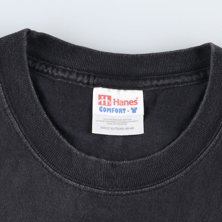 Hanes COMFORT-T Printed T-Shirt, Men's Size XL cotton black type Vintage Second Hand