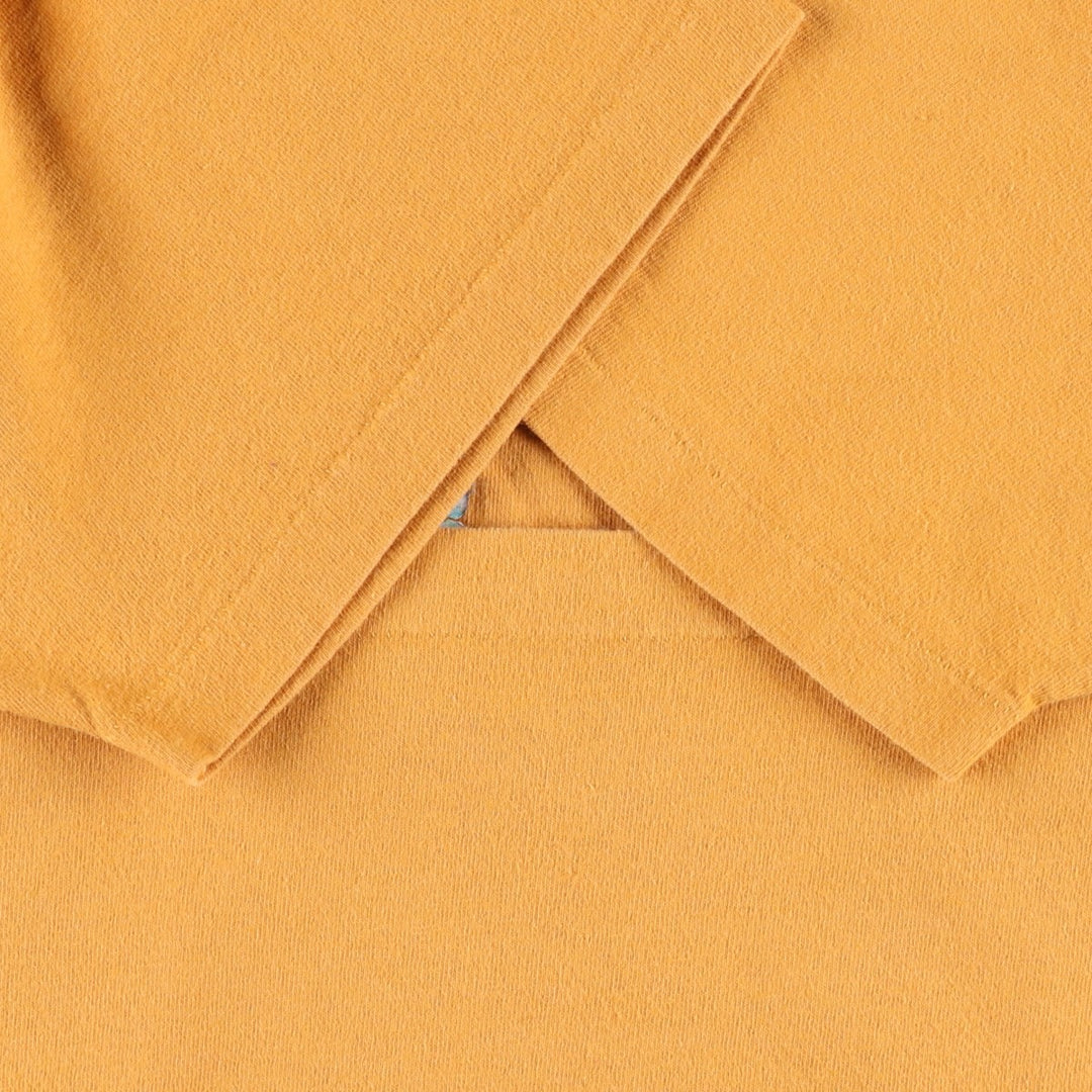 90'S Anvil Printed T-shirt Made in USA Men's XL Vintage cotton ocher yellow type Vintage Second Hand