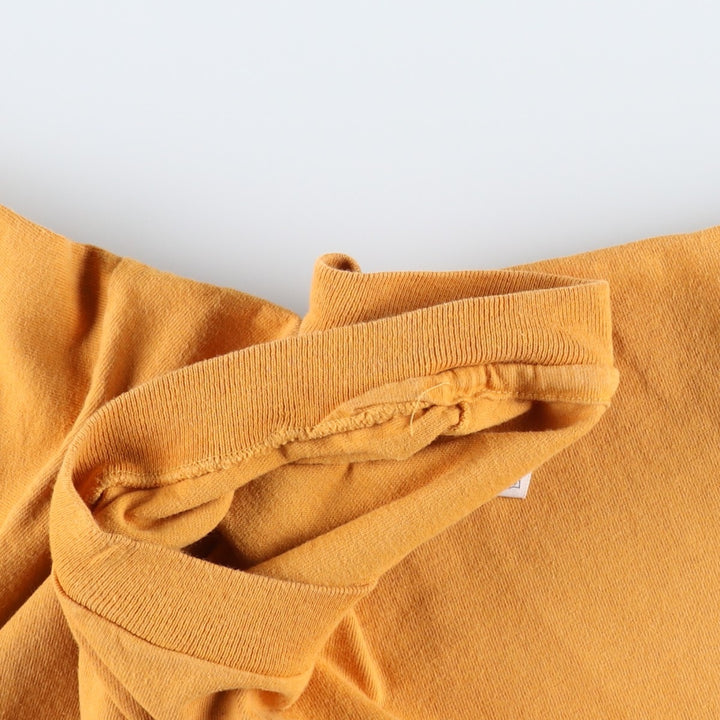 90'S Anvil Printed T-shirt Made in USA Men's XL Vintage cotton ocher yellow type Vintage Second Hand