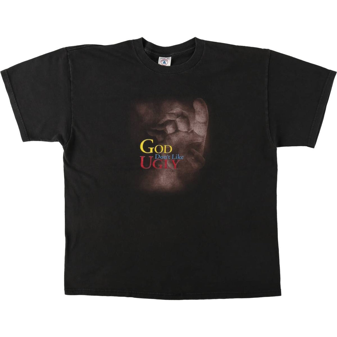 2000'S Delta message print T-shirt, made in USA, men's size XL. cotton black type Vintage Second Hand